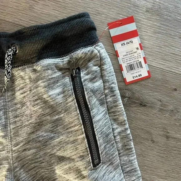 Cat & Jack Kids Drawcord Waistband Tapered Leg Pants Almond Gray XS NWT - Picture 2 of 7